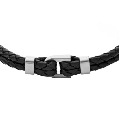 Black D-Link Heritage - JF04202040 - Leather Fossil Bracelet