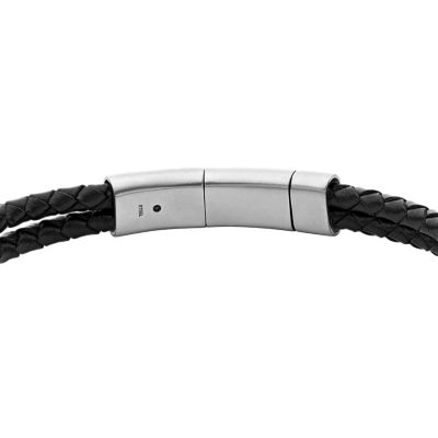 Heritage D-Link Black Leather Bracelet - JF04202040 - Fossil