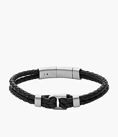 Heritage D-Link Black Leather Bracelet