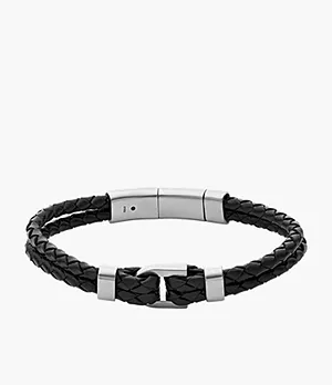 Bracelet Heritage D-Link, en cuir, noir