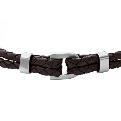 Heritage D-Link Black Leather Bracelet