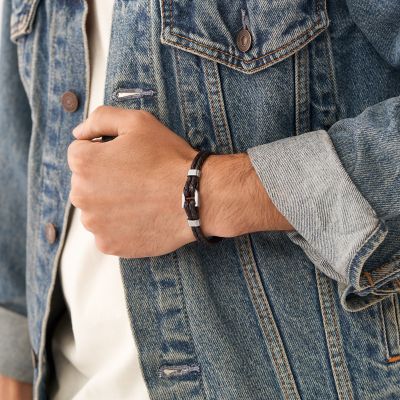 Fossil leather best sale bracelet mens