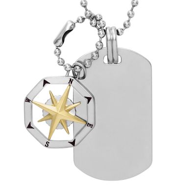 Large Alert Symbol Medical ID Dog Tag Pendant Necklace - Gol