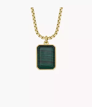 All Stacked Up Reconstituted Green Malachite Dog Tag Necklace