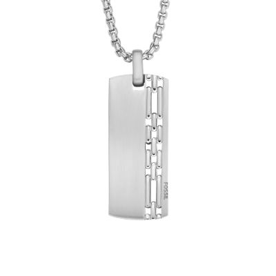 Dog Tag Necklace in Oxidized Sterling Silver