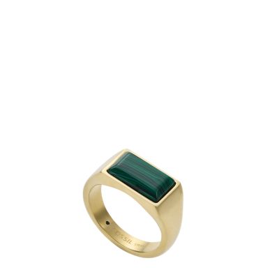 All Stacked Up Reconstituted Green Malachite Signet Ring