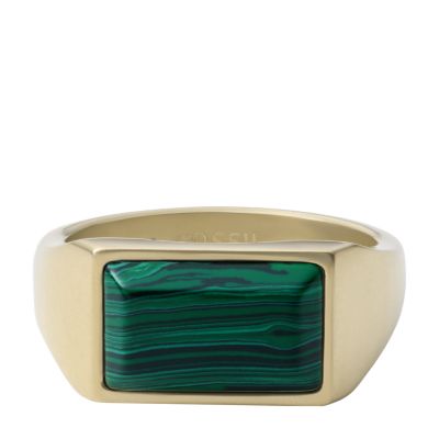 Ellendig aanpassen Kelder All Stacked Up Reconstituted Green Malachite Signet Ring - JF04220710003 -  Fossil