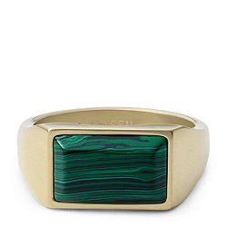 All Stacked Up Green Malachite Signet Ring