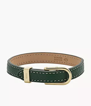 Heritage D-Link Green Leather Strap Bracelet