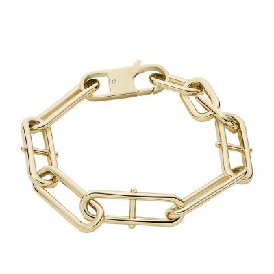 Heritage D-Link Gold-Tone Stainless Steel Chain Bracelet - JF04234710 -  Fossil