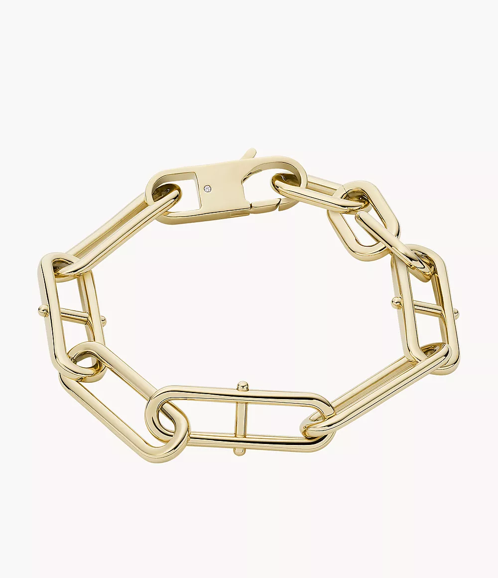 Image of Heritage D-Link Gold-Tone Stainless Steel Chain Bracelet