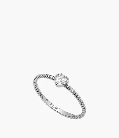 All Stacked Up Stainless Steel Heart Glitz Ring - JF04238040002 