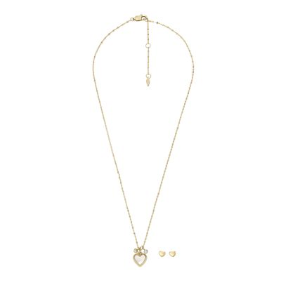 Ensemble De Collier Et De Boucles D’oreilles En Nacre Blanche I Heart You