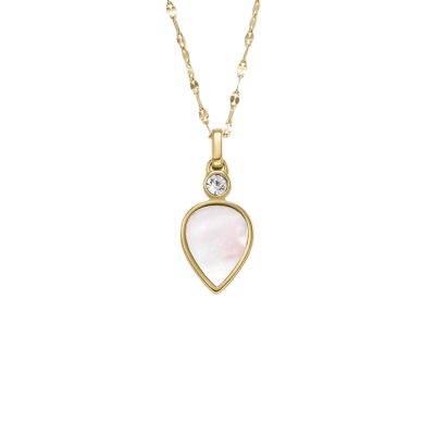 Locket Collection White Mother of Pearl Chain Heart Necklace - JF04430710 -  Fossil