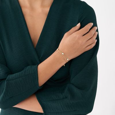 Bracelet &agrave; cha&icirc;ne Merrit Teardrop en nacre, blanc