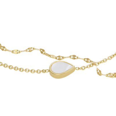 Teardrop White Mother-of-Pearl Chain Bracelet