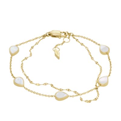 Teardrop White Mother Of Pearl Chain Bracelet  JF04317710