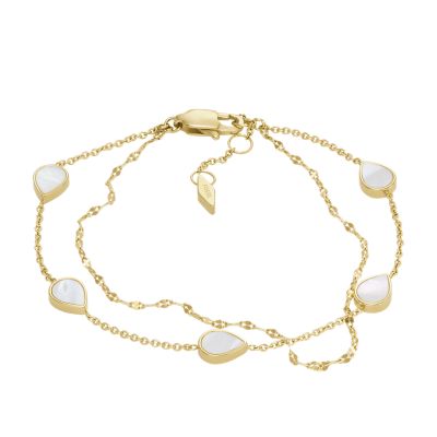 Teardrop White Mother of Pearl Chain Bracelet