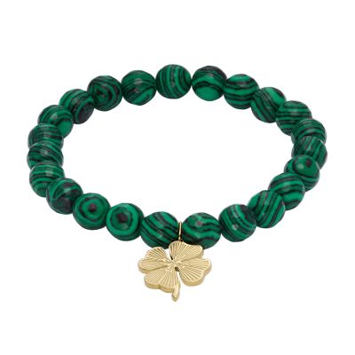 Four-Leaf Clover Beaded Bracelet Gold