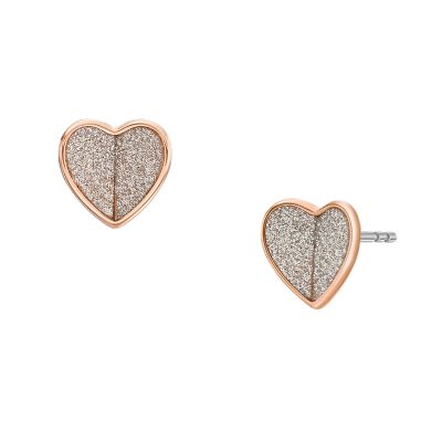 SADIE FLUTTER HEARTS ローズゴールドトーン ステンレススチール スタッドピアス - JF04334791 - Fossil