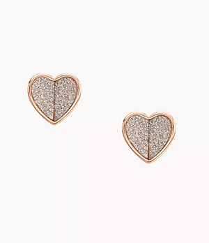 Sadie Flutter Hearts Rose Gold-Tone Stainless Steel Stud Earrings