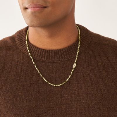 Adventurer Gold-Tone Stainless Steel Chain Necklace - JF04337710 - Fossil