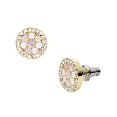 Nieuwheid Manier overdracht Sadie Mosaic White Mother of Pearl Stud Earrings - JF04344710 - Fossil