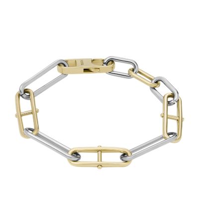 Bracciale a catena Heritage D Link in acciaio bicolore