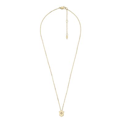 Fossil Heritage Essentials Gold-Tone Stainless Steel Shield Pendant ...