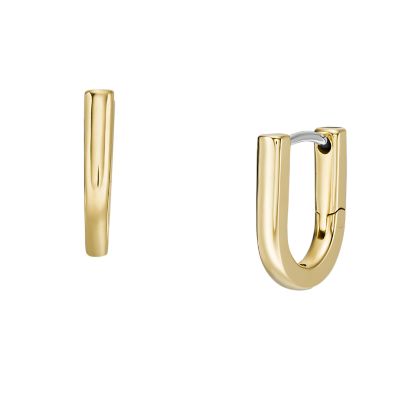 Fossil Gold-Tone Brass Heart Hoop Earrings — Bogart's Jewellers