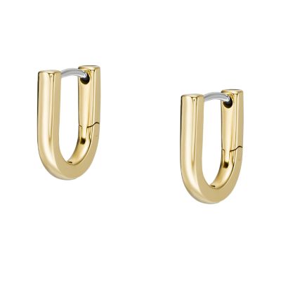 Heritage Essentials Gold-Tone Stainless Steel Hoop Earrings - JF04352710 -  Fossil