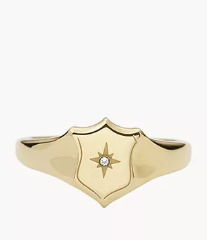 Heritage Essentials Gold-Tone Stainless Steel Shield Ring