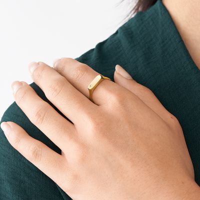 Heritage Essentials Gold-Tone Stainless Steel Bar Ring