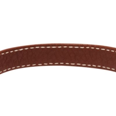 Heritage D-Link Brown and White Leather Strap Bracelet