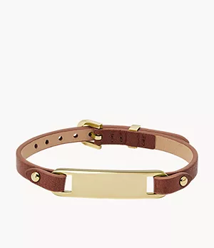 Heritage Plaque Brown Leather Strap Bracelet