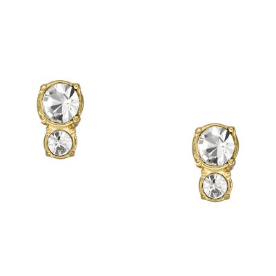 All Stacked Up Gold-Tone Stainless Steel Stud Earrings - JF04373710 - Fossil