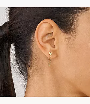 All Stacked Up Gold-Tone Stainless Steel Front to Back Earrings