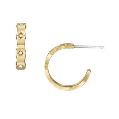 Sadie Scalloped Edge Gold-Tone Stainless Steel Hoop Earrings