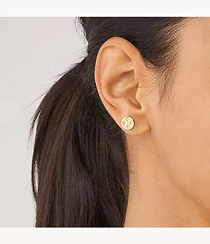 Sadie Scalloped Edge Gold-Tone Stainless Steel Stud Earrings