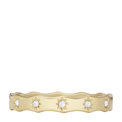 

Fossil Femmes Bague à bords festonnés Sadie en acier inoxydable doré