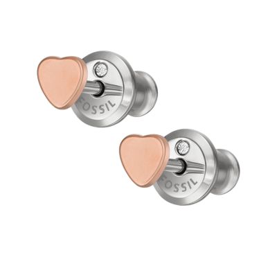 Fossil ladies rose gold on sale earrings