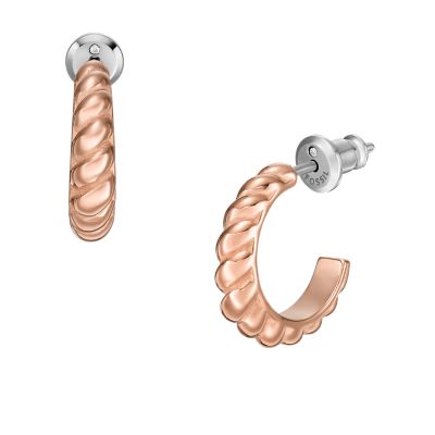 Vintage Twists Rose Gold-Tone Stainless Steel Hoop Earrings