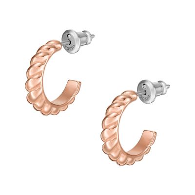 Vintage Twists Rose Gold-Tone Stainless Steel Hoop Earrings