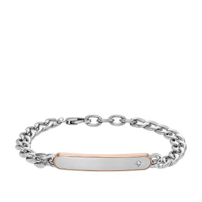 Calvin Klein Men's Two Tone Stainless Steel Chain Bracelet - Metallic