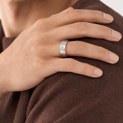 Classic Two-Tone Stainless Steel Ring - - JF04396998002 Fossil Band
