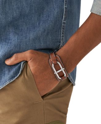 Heritage D-Link Medium Brown Leather Strap Bracelet
