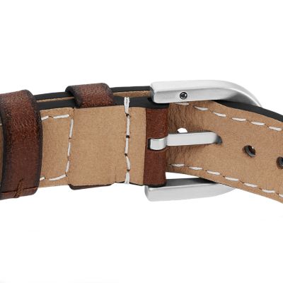 Heritage D-Link Medium Brown Leather Strap Fossil - - JF04398040 Bracelet