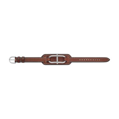 Heritage D-Link Medium Brown Leather Strap Bracelet - JF04398040 - Fossil