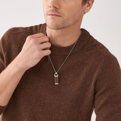 Stainless Steel Pendant with Leather Chain