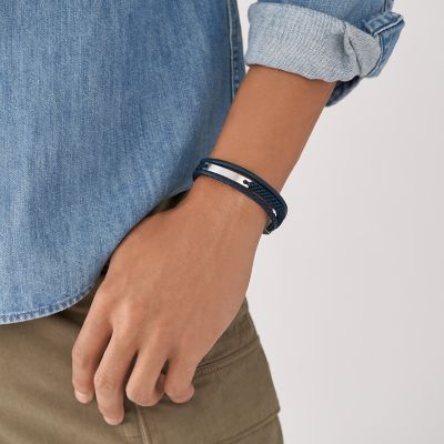 bracelet cuir bleu nuit - Bracelets- homme.com